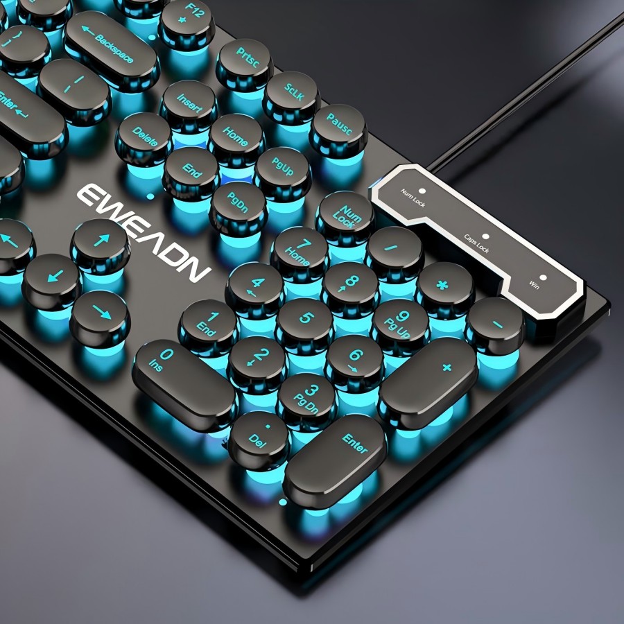 Retro Gaming Keyboard - EWEADN Typewriter Gaming Keyboard, 104 Keys,