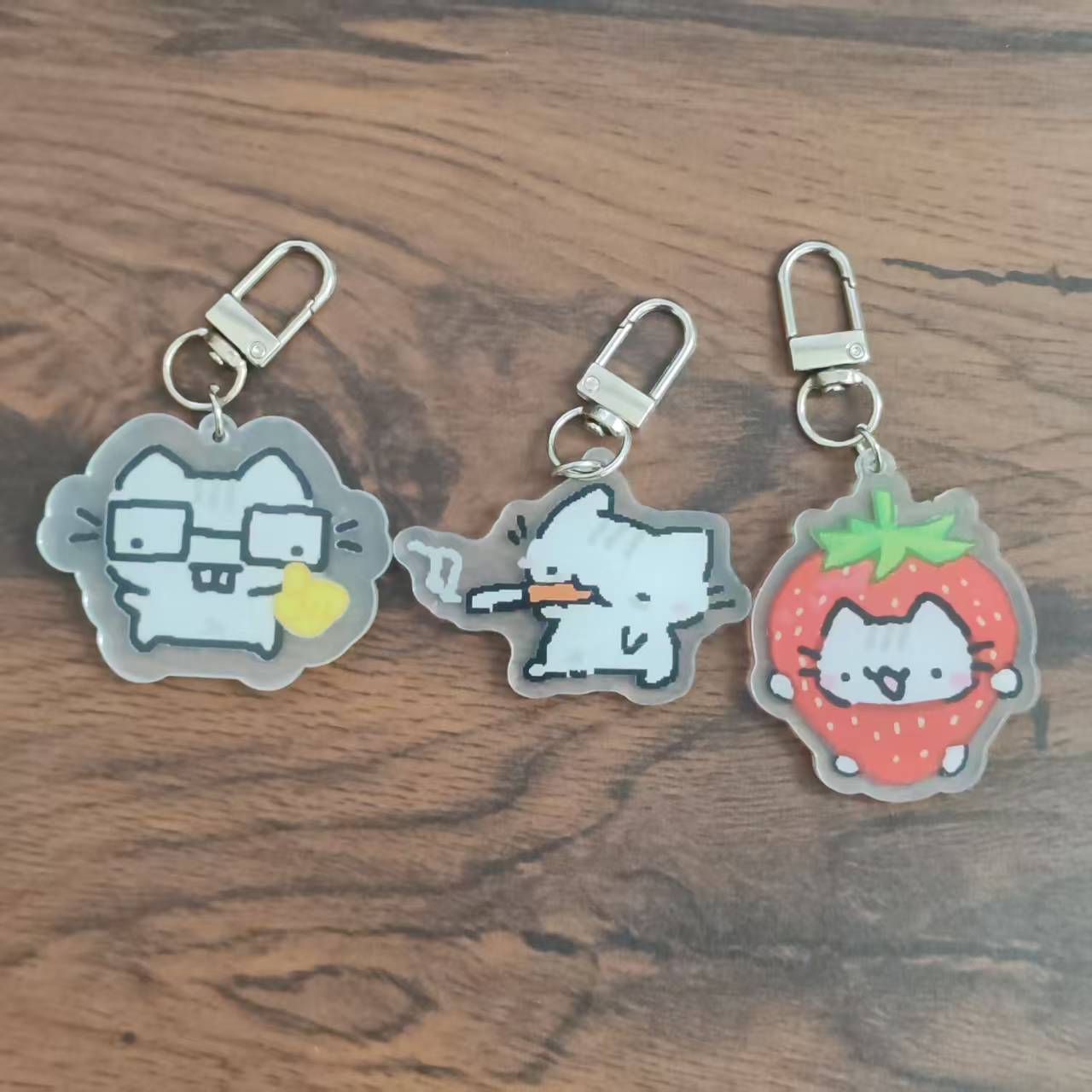Retro Gaming Design - 2d Flat Pixel Cat Keychain -