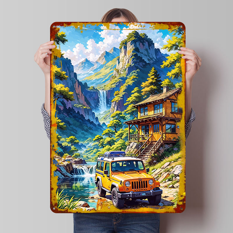 Retro Gaming On - Off‑road Vehicle on Cliff Edge Metal