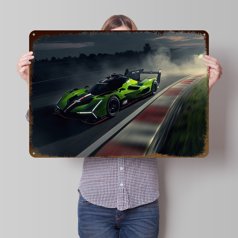 Green Race Car on Track Poster - Retro Gaming On recension och pris
