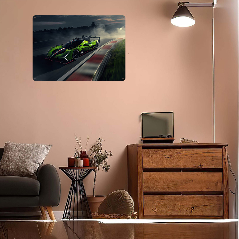 Green Race Car on Track Poster - Retro Gaming On recension och pris