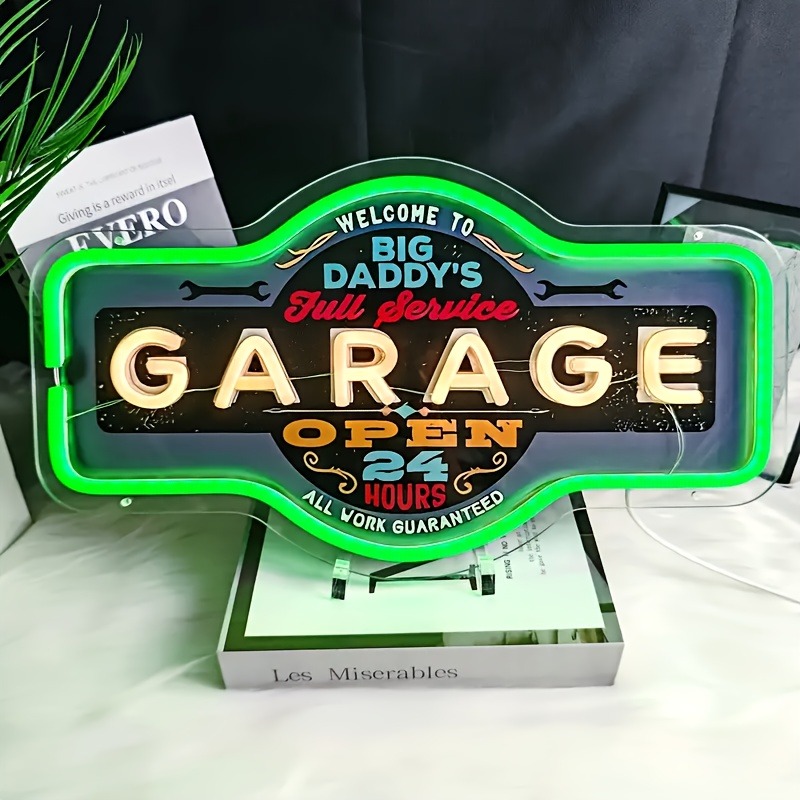 Retro Garage LED Neon Sign UV  - Retro Gaming Usb recension och pris