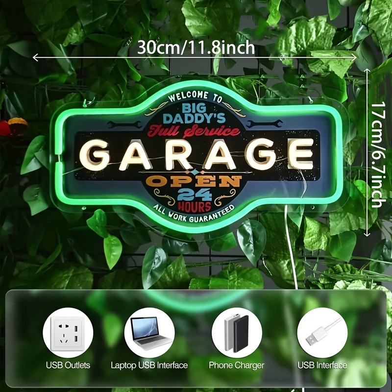 Retro Garage LED Neon Sign UV  - Retro Gaming Usb recension och pris