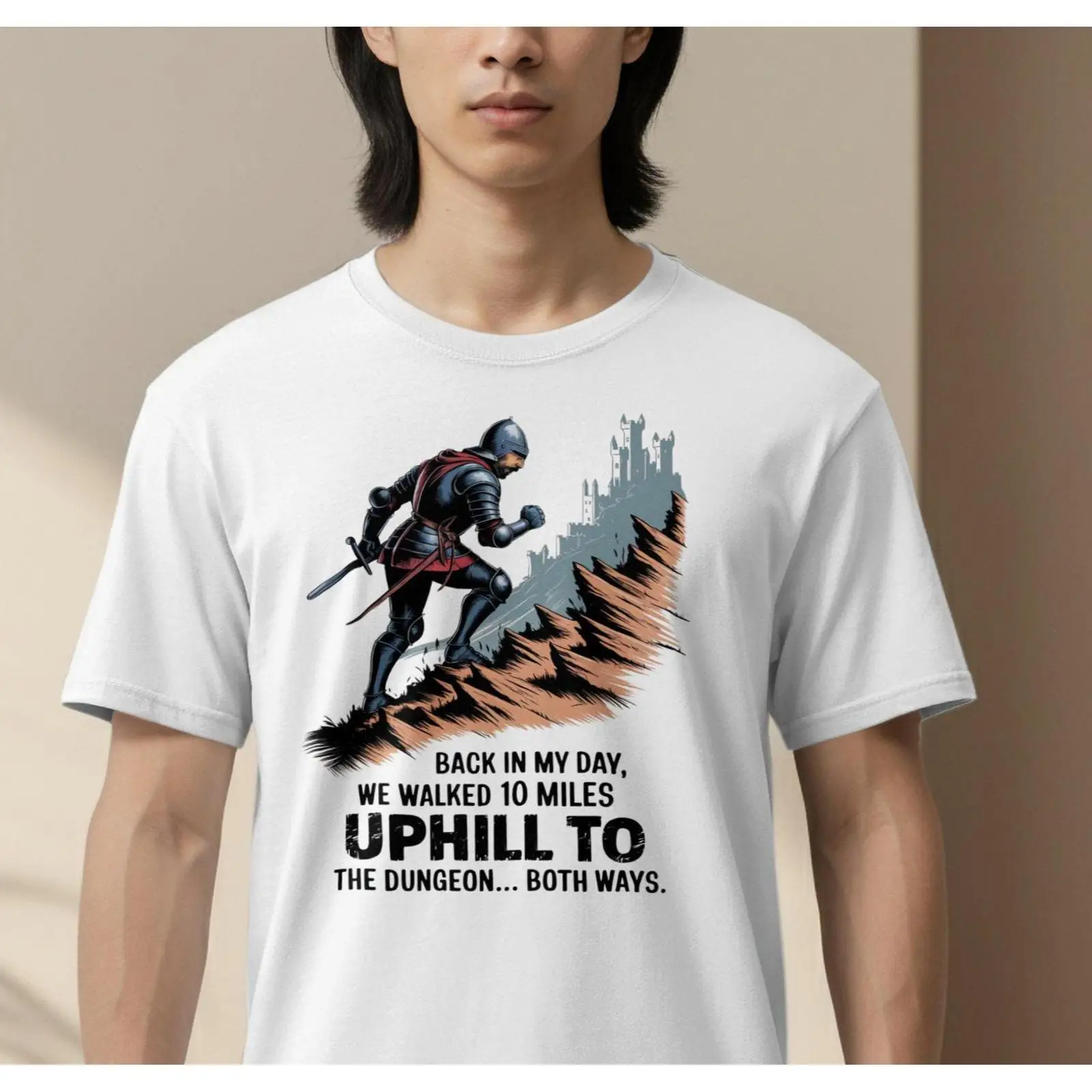 Funny Knight T Shirt Uphill Du - Retro Gaming Ideas recension och pris