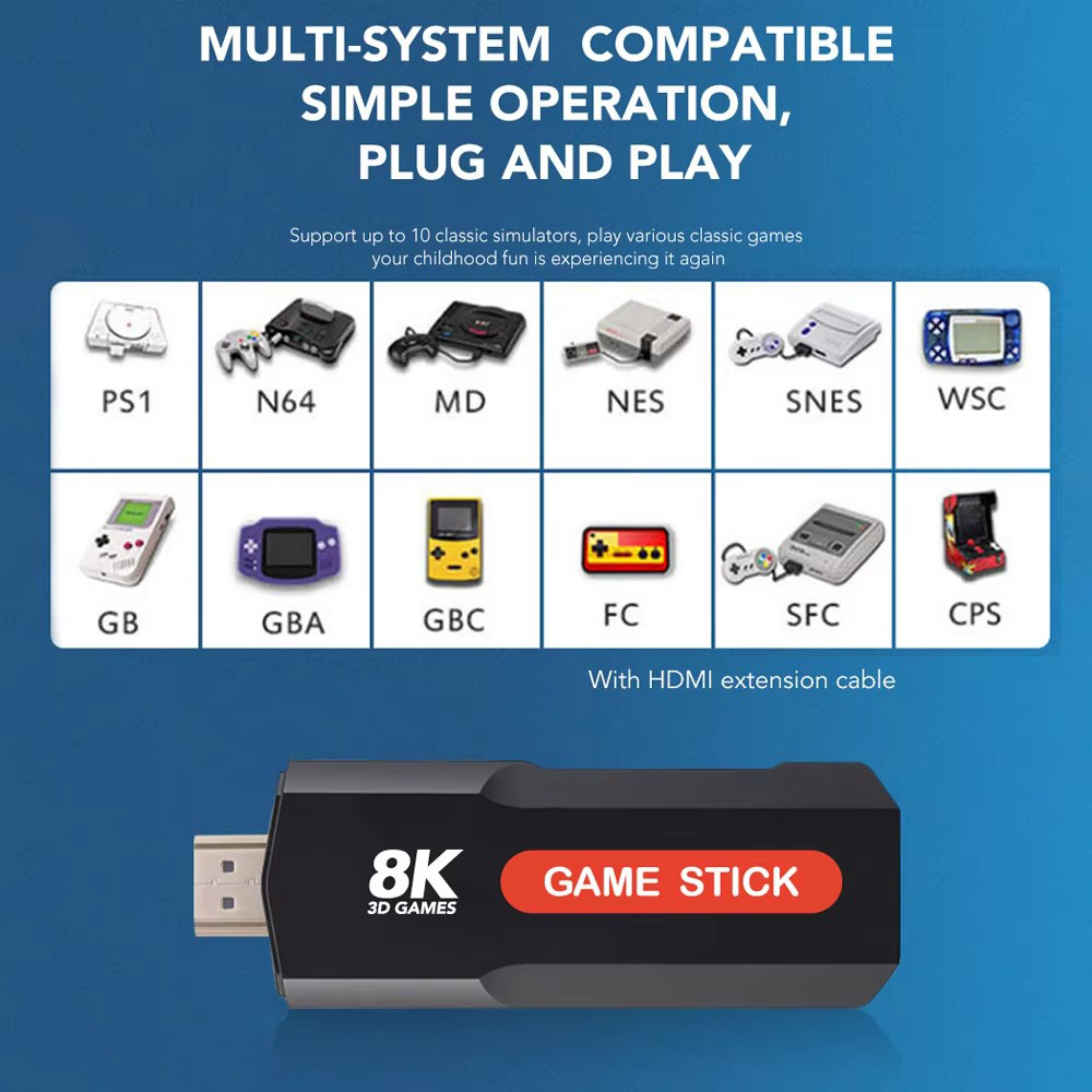 X2 Game Stick HD 4K 8K 3D Cons - Retro Gaming Usb recension och pris