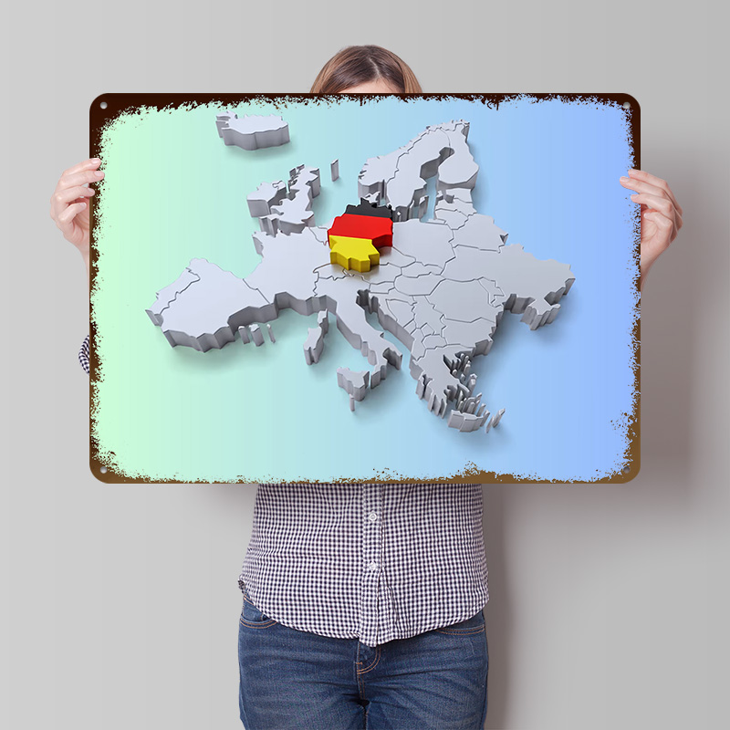 Germany on Europe Map Metal Po - Retro Gaming On recension och pris